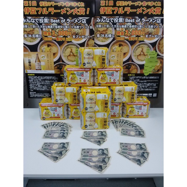 おめでとうございます！【現金３,０００円】【キリン一番搾り６缶】当選者決定！