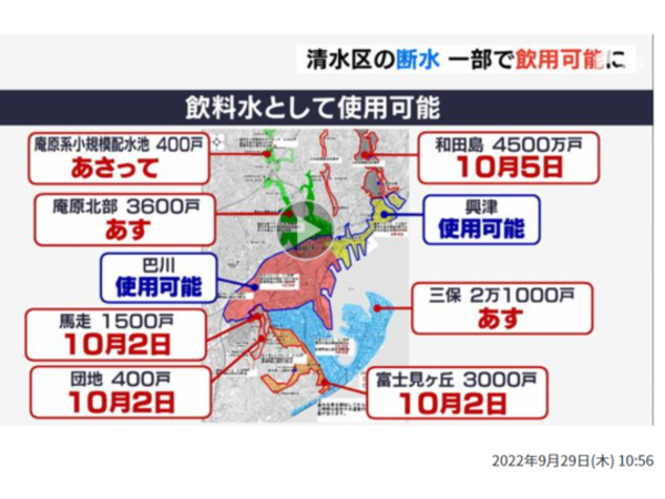 台風の被害で断水